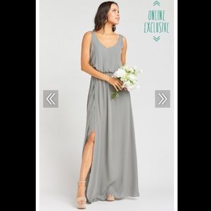 Kendell Maxi Soft Charcoal Crisp Bridesmaids Dress